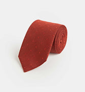 Burnt Orange Self - Spot Wool & Silk Blend Tie