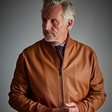 Camel Real Leather Olimpo Bomber Jacket