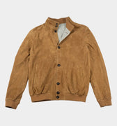 Camel Real Leather Suede Deck Bomber Jacket