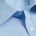 Classic Fit, Classic Collar, 2 Button Cuff Shirt in a Plain Ice Blue Poplin Cotton