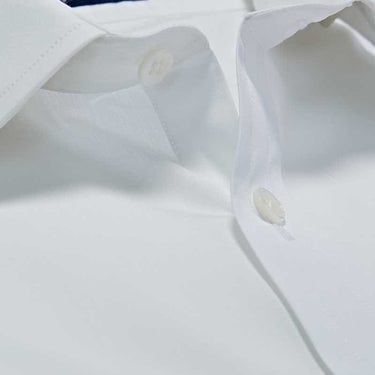 Classic Fit, Classic Collar, Double Cuff, Plain White Sea Island Quality Poplin Shirt