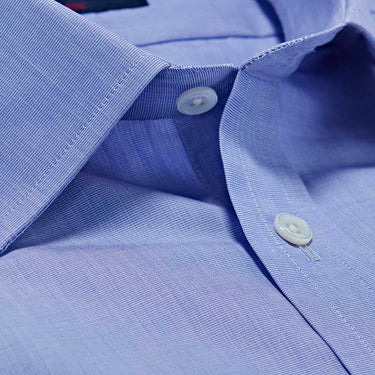 Classic Fit, Classic Collar, Double Cuff Shirt in a Plain Blue End-On-End Cotton