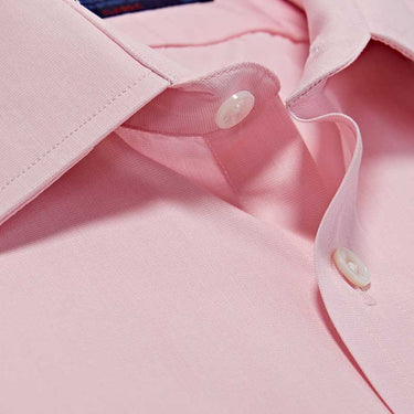 Classic Fit, Classic Collar, Double Cuff Shirt in a Plain Pink End-On-End Cotton