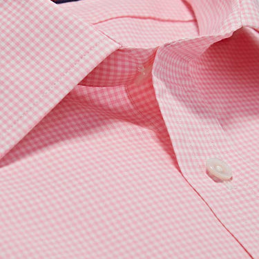 Classic Fit, Classic Collar, Two Button Cuff Shirt In Pink Gingham Check