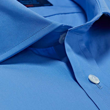 Classic Fit, Cut-away Collar, 2 Button Cuff Shirt in a Plain Blue Poplin Cotton