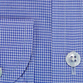 Classic Fit, Cutaway Collar, 2 Button Cuff Shirt in a Blue & White Shepherds Check Poplin Cotton