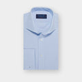 Classic Fit Plain Light Blue End - on - End Cotton Shirt with Cut - away Collar & Double Cuff