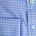 Contemporary Fit Blue Check Cotton Twill Shirt with Classic Collar & Double Cuff