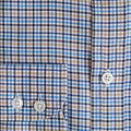 Contemporary Fit Blue Multi Check Cotton Twill Shirt with Classic Collar & Two Button Cuff