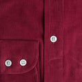 Contemporary Fit Burgundy Fine Corduroy Shirt with Button Down Collar & Two Button Cuff