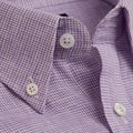 Contemporary Fit, Button Down Collar, 2 Button Cuff Shirt in Plain Lilac Houndstooth Linen