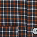 Contemporary Fit, Button Down Collar, Two Button Cuff Shirt In Brown With Orange & White Overcheck