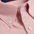 Contemporary Fit, Button Down Collar, Two Button Cuff Shirt In Pink Oxford