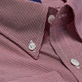 Contemporary Fit, Button Down Collar, Two Button Cuff Shirt In Red & White Micro Check