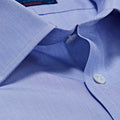 Contemporary Fit, Classic Collar, 2 Button Cuff Shirt in a Plain Blue End-On-End Cotton