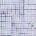 Contemporary Fit, Classic Collar, Double Cuff Pink with Light Blue Overcheck