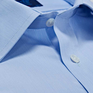 Contemporary Fit, Classic Collar, Double Cuff Shirt In Sky Blue Hairline