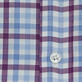 Contemporary Fit, Cut-away Collar, 2 Button Cuff Purple, Blue & White Large Check Twill Cotton Shirt