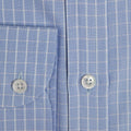 Contemporary Fit, Cut - away Collar, 2 Button Cuff Shirt in a Blue & White Check Twill Cotton