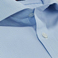 Contemporary Fit, Cut-away Collar, 2 Button Cuff Shirt in a Blue & White Fine Bengal Poplin Cotton