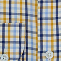 Contemporary Fit, Cut-away Collar, 2 Button Cuff Shirt in a Cream, Navy, Yellow & Blue Check Cotton