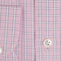 Contemporary Fit, Cut - away Collar, 2 Button Cuff Shirt in a Pink & White Check Poplin Cotton