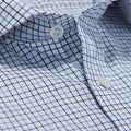 Contemporary Fit, Cutaway Collar, 2 Button Cuff Shirt in Blue & Navy Twill Check