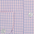 Contemporary Fit, Cutaway Collar, 2 Button Cuff Shirt in Pink & Navy Grid Check