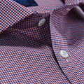 Contemporary Fit, Cutaway Collar, 2 Button Cuff Shirt in Red, Sky Blue & White Check