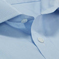 Contemporary Fit, Cutaway Collar, 2 Button Cuff Shirt in Sky Blue Micro Check