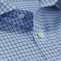 Contemporary Fit, Cutaway Collar, 2 Button Cuff Shirt in Sky Blue & Navy Check