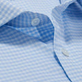 Contemporary Fit, Cutaway Collar, 2 Button Cuff Shirt in Sky Blue Twill Check