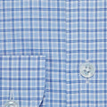 Contemporary Fit, Cutaway Collar, 2 Button Cuff Shirt in White, navy & Sky Blue Check