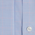 Contemporary Fit, Cutaway Collar, Double Cuff in Blue With Pink Line Overcheck