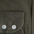 Contemporary Fit Green Fine Corduroy Shirt with Button Down Collar & Two Button Cuff