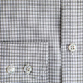 Contemporary Fit Grey Small Gingham Check Cotton Shirt with Button Down Collar & Two Button Cuff