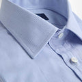 Contemporary Fit Light Blue Fine Check Cotton Shirt with Classic Collar & Double Cuff