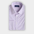 Contemporary Fit Lilac Micro Gingham Check Cotton Shirt with Classic Collar & Double Cuff