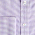 Contemporary Fit Lilac Micro Gingham Check Cotton Shirt with Classic Collar & Double Cuff