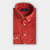 Contemporary Fit Orange Fine Corduroy Shirt with Button Down Collar & Two Button Cuff