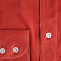 Contemporary Fit Orange Fine Corduroy Shirt with Button Down Collar & Two Button Cuff