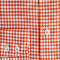 Contemporary Fit Orange Gingham Check Cotton Twill Shirt with Classic Collar & Two Button Cuff