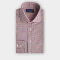 Contemporary Fit Orange Multi Check Brushed Cotton Shirt with Cut - away Collar & Two Button Cuff