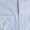 Contemporary Fit Sky Blue Check Cotton Shirt with Cut - away Collar & Two Button Cuff