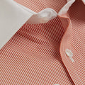 Contemporary Fit, White Classic Collar, White Double Cuff Shirt in a Orange & White Bengal Stripe Poplin Cotton