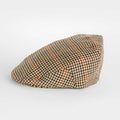 Cream, Blue & Red Wool Houndstooth Flat Cap