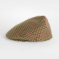 Cream, Red & Green Houndstooth Overcheck Flat Cap