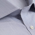 Cut - away Collar, 2 Button Cuff Shirt in a Navy & White Small Classic Check Poplin Cotton