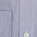 Cut - away Collar, 2 Button Cuff Shirt in a Navy & White Small Classic Check Poplin Cotton