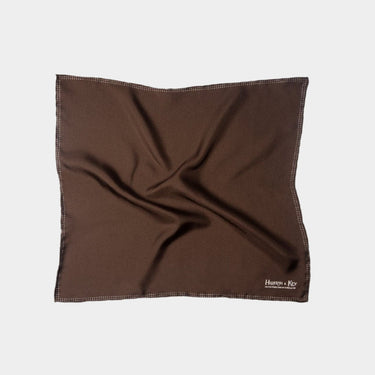 Dark Brown with White Pin Dot Boarder Silk Pocket Square